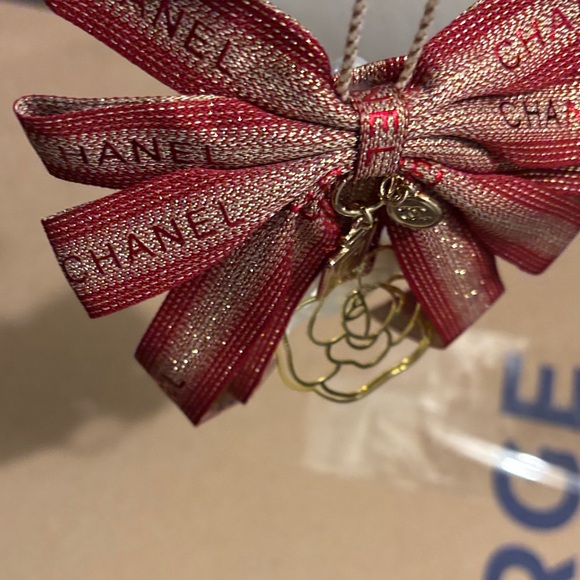 Chanel Red and Gold Ribbon with White Floral Accent - Picture 10 of 16